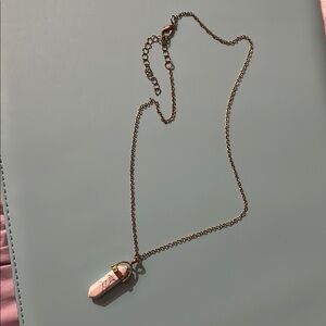 Elegant Pink Stone Pendant Necklace